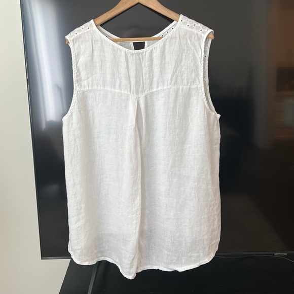 Terzo Millennio Made in Italy White Linen Sleeveless Tunic Top Size 3X - Picture 10 of 14